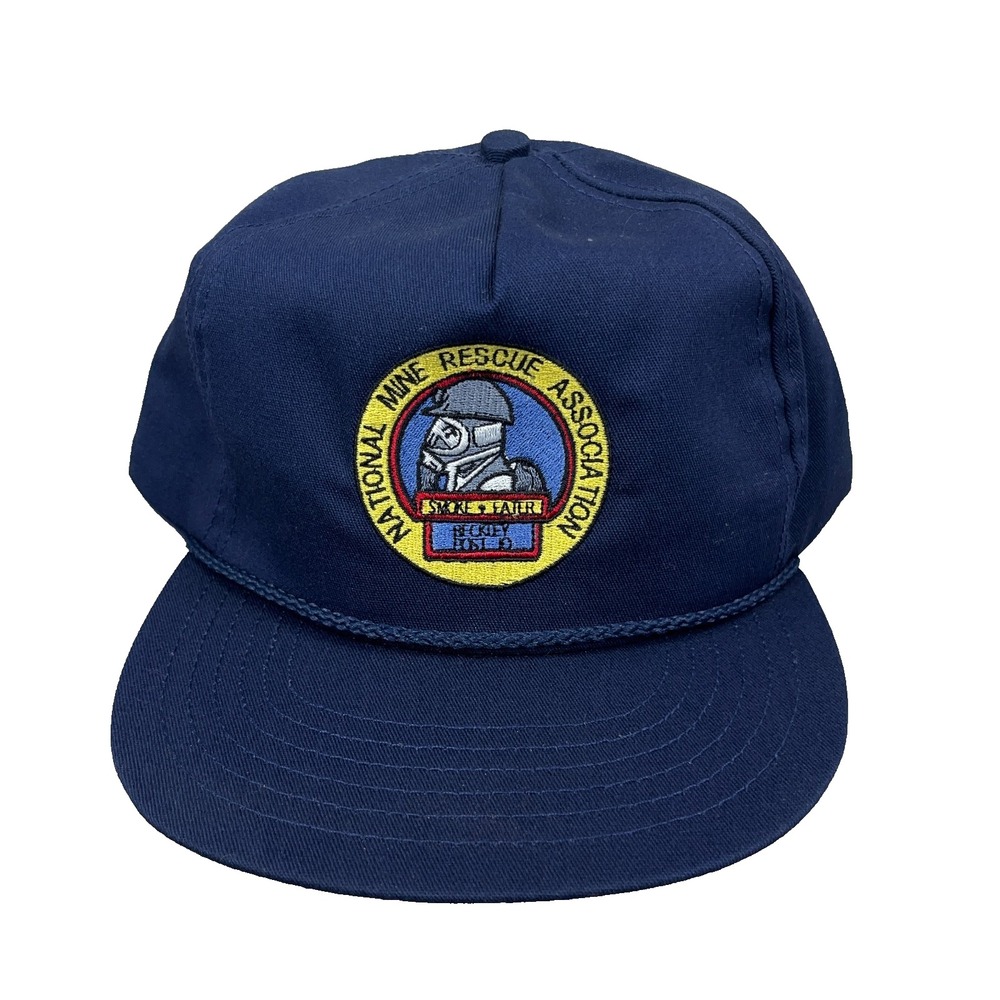 Vintage National Mine Rescue Trucker Hat Cap Rope 90s Made In USA Coal Mining